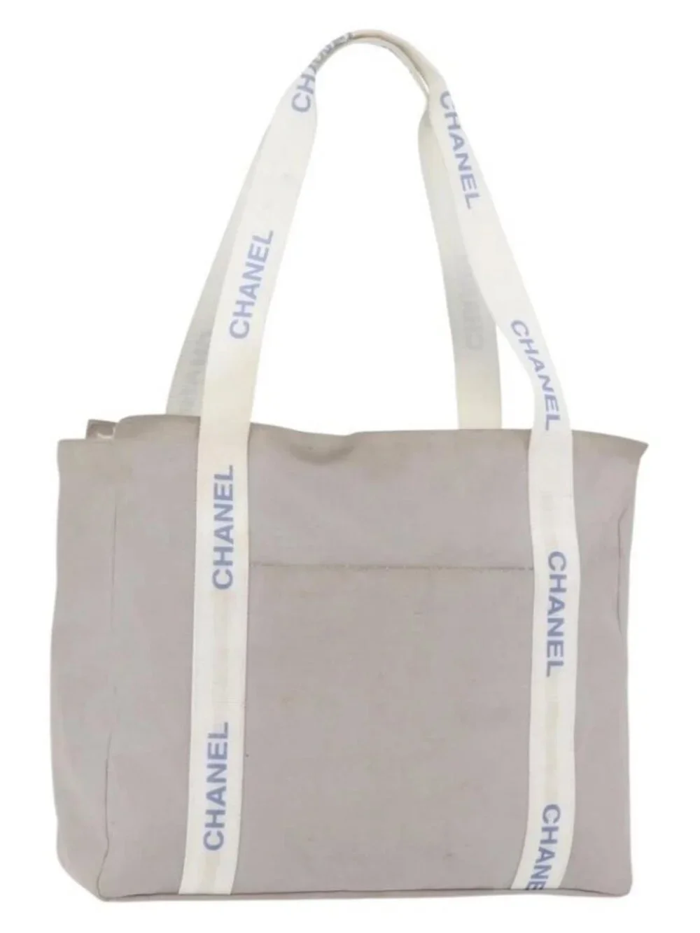 CHANEL Tote Bag Canvas Gray Silver CC Auth BA12334